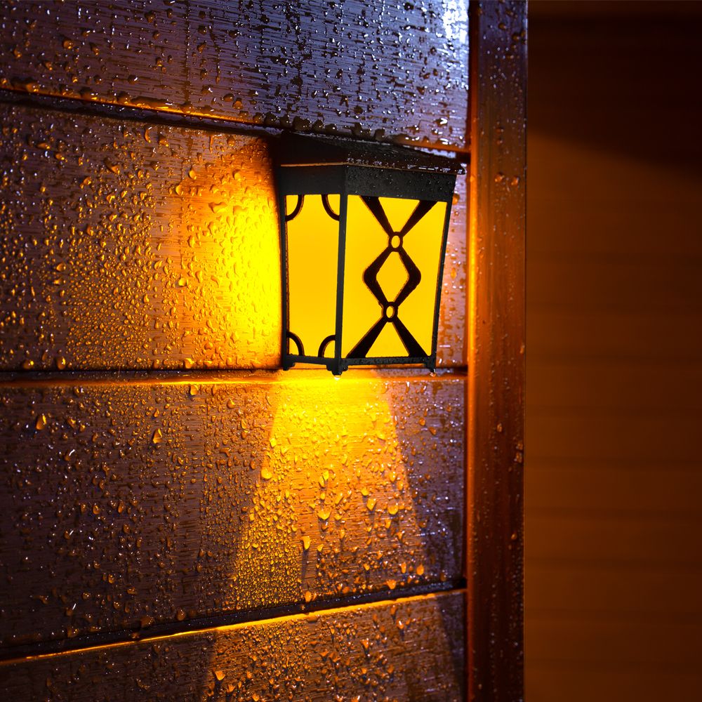 2 pcs/lot solar wall light outdoor garden light Villa residential wall decoration LED garden light One-click switch light gold +RGB view 2